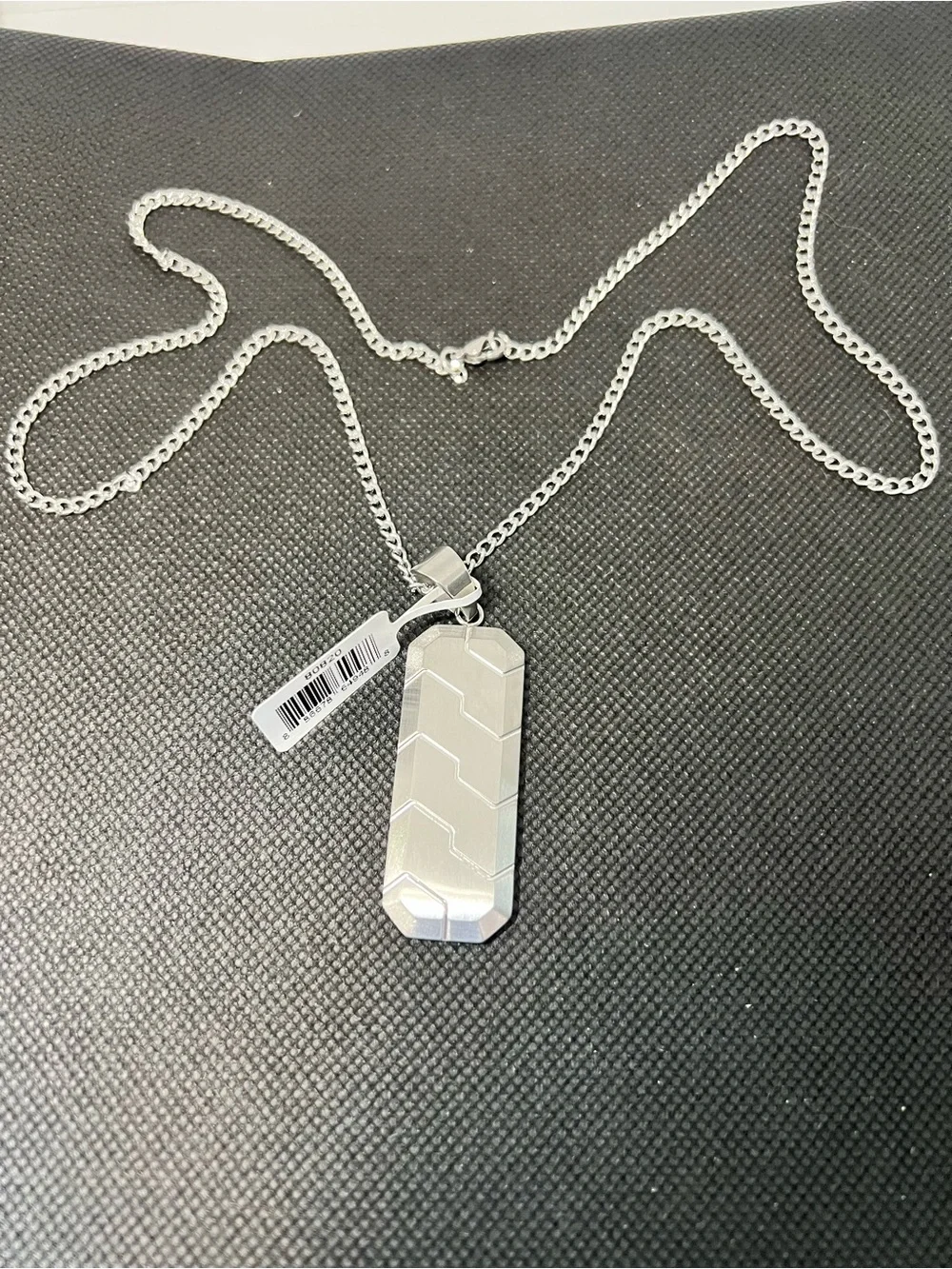 Invicta Silver Geometric Dog Tag Necklace